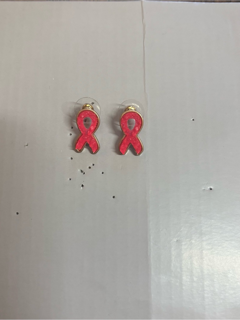 Pink and Gold Ribbon Stud Earrings - Awareness Ribbon Earrings